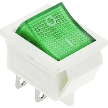 vypínač Kolébkový vypínač obdélníkový s podsvícením KCD4, bílý, 250V/15A Zelená