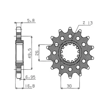 Řetězová sada pro motocykl řetězové kolečko pro sekundární řetězy typu 520, SUNSTAR (16 zubů) M291-3059-16