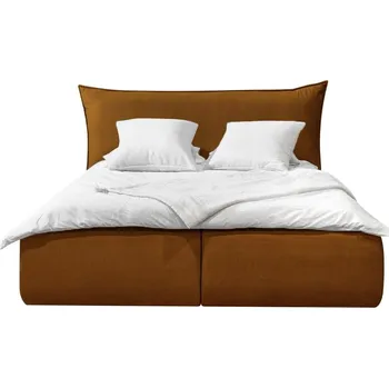 Postel Okrově žlutá čalouněná dvoulůžková postel s úložným prostorem s roštem 160x200 cm Jade – Bobochic Paris ID_1520884