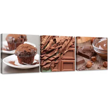 Obraz OBRAZ ZE 3 DÍLŮ Čokoláda Sušenky 90x30