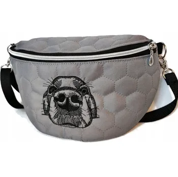 Ledvinka Ledvinka přes rameno šedá s pejskem beagle, výšivka