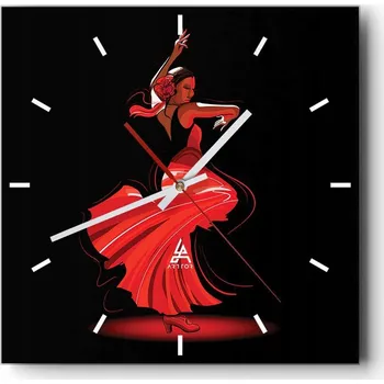 Hodiny Velké nástěnné hodiny na zeď 40x40 Tanečnice Skleněné hodiny Čtvercové Tiché