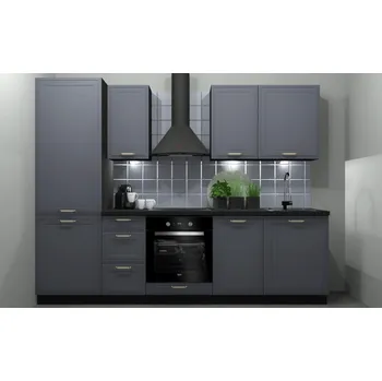 Kuchyňská linka Black red white Kuchyňská linka Verdi 265 Barva korpusu skříněk: Černá mat, Zvolte barvu dvířek: Mističná mat