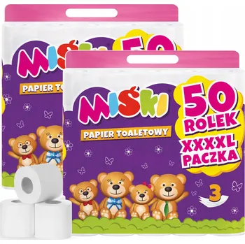 Toaletní papír TOALETNÍ PAPÍR MIŚKI 3 VRSTVY ODOLNÝ 100% CELULÓZA XXXXL - 100 ROLÍ