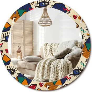 Zrcadlo Kulaté nástěnné dekorativní zrcadlo ve skleněném rámu průměr 80 cm Styl pop art