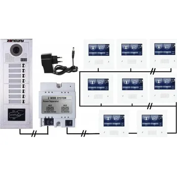 Domovní zvonek Set videozvonku ZONEWAY ZW-432M plus ZW-619-8D