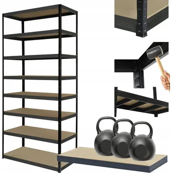 Dílenský regál Kovový regál skladový stojan HELIOS 270x100x40cm 8 polic x 350kg, kombinovatelný