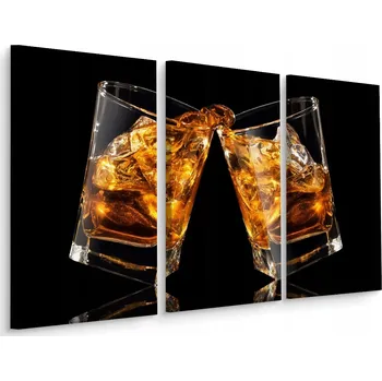Obraz Obraz Triptych Toast WHISKEY Ledové kostky 3D 180x120