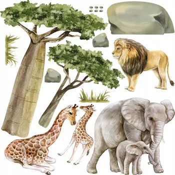 Obraz Nálepky na zeď SAFARI Afrika savana slon lev