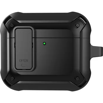 Pouzdro na mobilní telefon Super odolný obal s karabinou pro AirPods 4 - černý