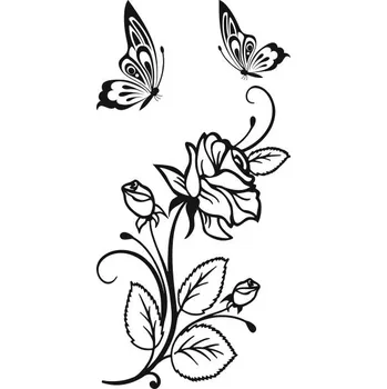 Samolepící dekorace Samolepka na stěnu Drukant Růže W-R019_50 25 x 50 cm černá