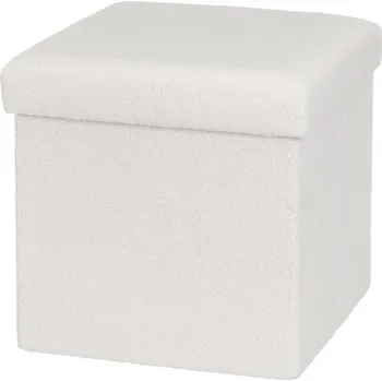 Taburet Bílý taburet z textilie bouclé Ecru – Casa Selección ID_1707548