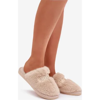 Dámské pantofle marka niezdefiniowana Dámské Plyšové Pantofle S Medvídkem A Dekorativními Prvky Béžové Innalise Boto krémová 3222261