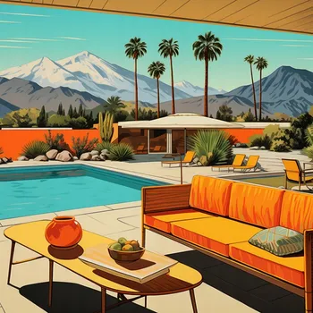 Plakát Plakát Bazén Někde v Kalifornii bez rámu 60 x 60 cm