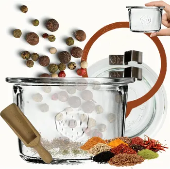 Sklenice Zavařovací Sklenice Weck 80ml zavařeniny plíseň, žáruvzdorná odměrka, spony, víčko, gumička 1 Ks