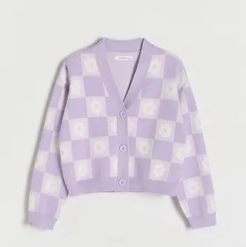 Dětská móda Reserved - Svetr se vzorem - levandulová - 228DB-04X - 228DB-04X-164