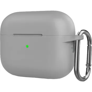 Pouzdro na mobilní telefon Silikonový ochranný obal s karabinou pro AirPods Pro 2 s Lightning konektorem - šedý