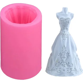 Svíčka Silikonová forma na voskové svíčky a odlitky mýdla ze sádry a pryskyřice SVATEBNÍ SUKNĚ