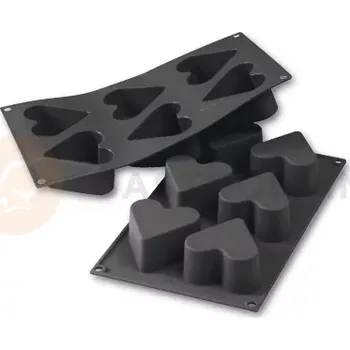 Kuchyňská sůl Silikonová forma pro monoporce, 6 otvorů 65x60 mm - 30SF036 | MARTELLATO, Heart