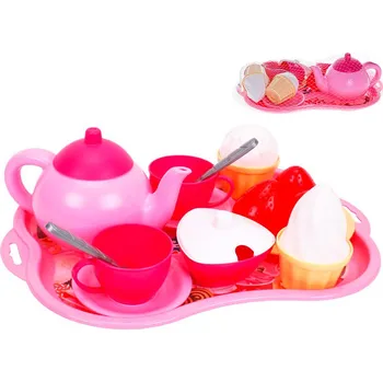 Dětská kuchyňka Mikro trading Čajový set s podnosem a deserty - 15 ks