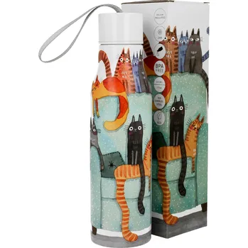 Termohrnek DUO Gifts DG - Cestovní termoláhev Kočky na křesle v dárkové krabičce - 500 ml