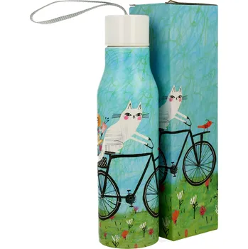 Termohrnek DUO Gifts DG - Cestovní termoláhev Kočky na kole v dárkové krabičce - 500 ml