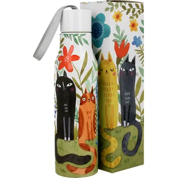 Termohrnek DUO Gifts DG - Cestovní termoláhev Kočky na rozkvetlé louce v dárkové krabičce - 500 ml