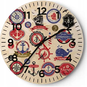 Hodiny Nástěnné hodiny do obýváku 40x40 Moře Voda Kulatý Skleněné hodiny Loft Tiché
