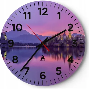 Hodiny Nástěnné hodiny do obýváku 40x40 Krajina Kulatý Skleněné hodiny Loft Tiché