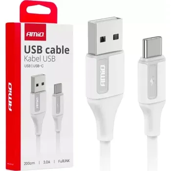 Datový kabel AMiO Kabel USB na USB-C 3A 200cm FullLINK 03918
