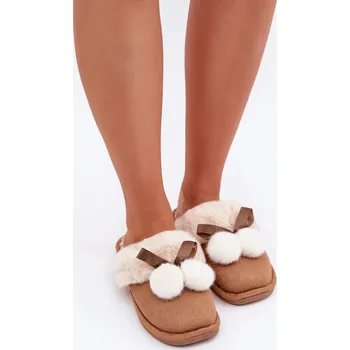 Dámské pantofle marka niezdefiniowana Dámské Pantofle S Kožíškem Camel Nartani Boto hnědá 3224537