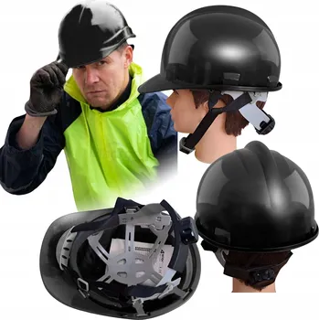 Pracovní přilba Pracovní Ochranná Stavební Přilba BOZP s Podbradním Páskem Černá Erik