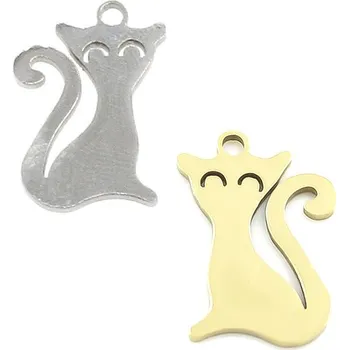 Materiál na výrobu šperku Závěsný přívěsek Kočky 16mm - 1Ks - Nerez RL