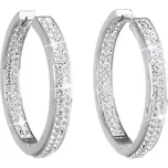 Stříbrné náušnice kruhy s krystaly Swarovski bílý kruh 31122.1