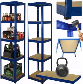 Dílenský regál Kovový regál skladový stojan HELIOS 196x35x35cm 5 polic x 175kg POLSKÝ ODOLNÝ