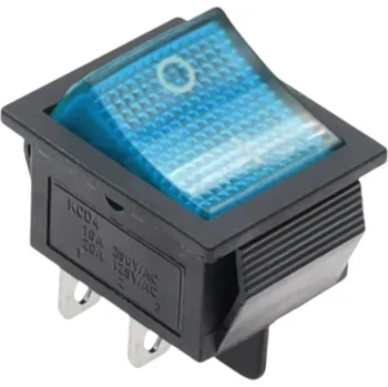 vypínač Kolébkový vypínač obdélníkový s podsvícením KCD4, 250V/15A Modrá