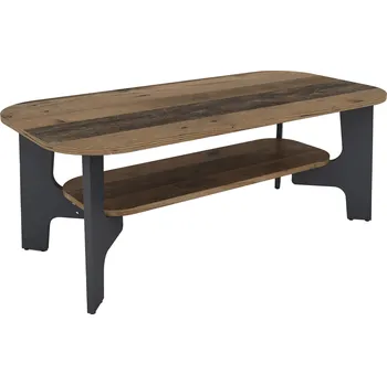 Konferenční stolek byLIVING Konferenční stolek JONNY / melamin staré dřevo, melamin antracit / š 110, v 42,5, hl 55 cm / s policí |