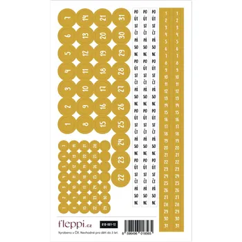Samolepící etiketa Fleppi Color coding kolekce | čísla - 1 cm Barva: Zlatá