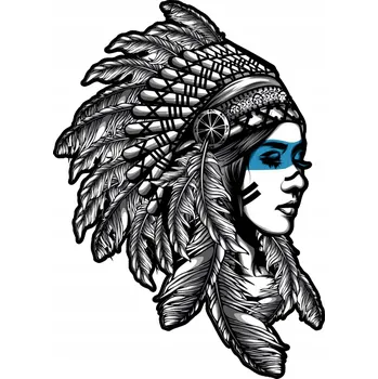 Samolepicí dekorace na vozidlo SAMOLEPKA na auto Warrior Wojowniczka Kobieta INDIAN GIRL 15x11 TISK