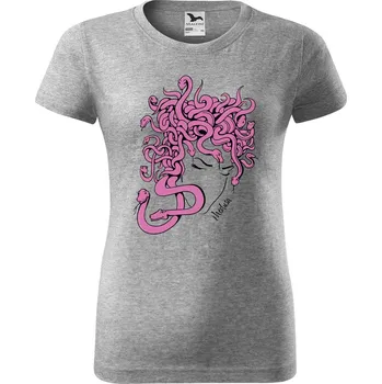 Dámské tričko DOBRÝ TRIKO Dámské tričko s potiskem Medusa Barva: Tmavě šedý melír, Velikost: 3XL