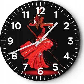 Hodiny Nástěnné hodiny do obýváku 40x40 Tanečnice Kulatý Skleněné hodiny Loft Tiché