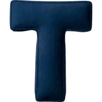 Polštář Polštář velurový písmeno T, 40 cm VELKÝ, tmavě modrá