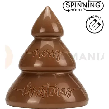 Čokoládová tyčinka 3D forma pro rotační stroj - vánoční stromek s nápisem Merry Christmas 154x151x184 mm | MARTELLATO, 20SR108A