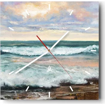 Hodiny Velké nástěnné hodiny na zeď 40x40 Krajina Skleněné hodiny Čtvercové Tiché