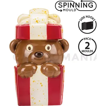 Čokoládová tyčinka 3D forma pro rotační stroj - medvídek v dárkové krabici 4+4 63x54x101 mm | MARTELLATO, 20SR106A