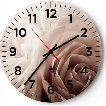 Hodiny Kuchyňské nástěnné hodiny 30x30 Růže Moderní skleněné hodiny do obýváku Tiché