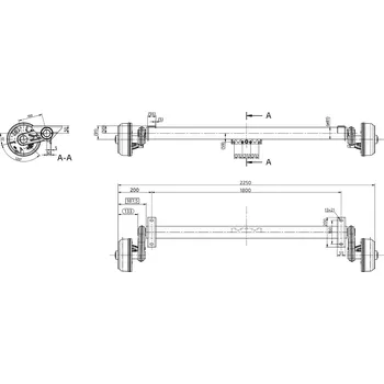 Přívěs Náprava KNOTT GB 13 (1350 kg) b=1800 mm, c=2250 mm, 200x50, 112x5