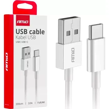 Datový kabel AMiO Kabel USB na USB-C 2A 200cm FullLINK 03894