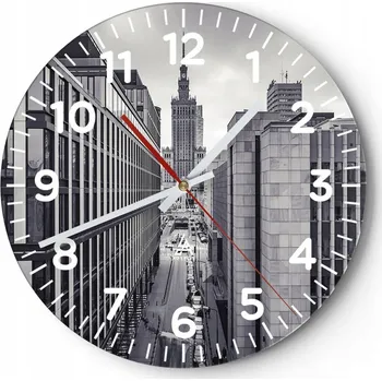 Hodiny Nástěnné hodiny do obýváku 40x40 Město Kulatý Hodiny na skle Loft Tiché