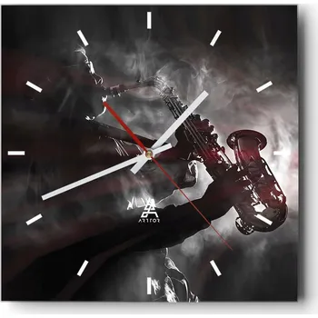 Hodiny Velké nástěnné hodiny na zeď 40x40 Hudba Skleněné hodiny Čtvercové Tiché